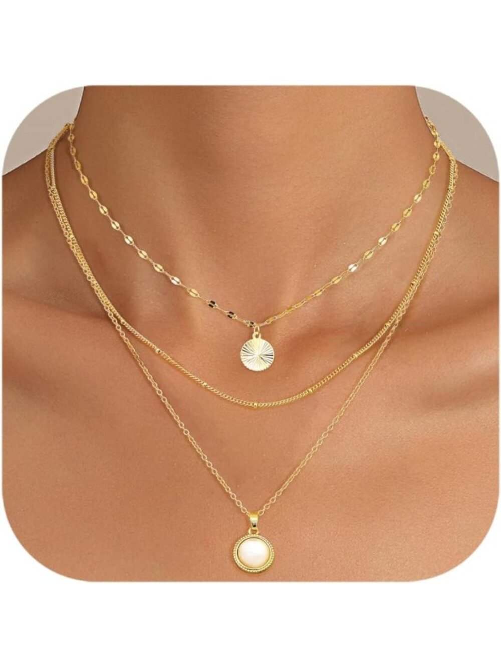 Layered Gold Necklaces for Women - 3-Piece Stackable Jewelry Set, Trendy & Chic